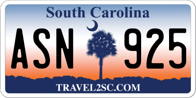 SC license plate ASN925