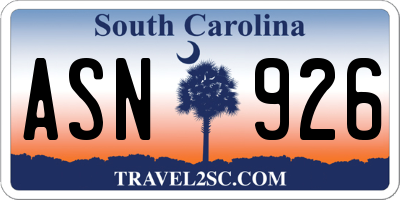 SC license plate ASN926
