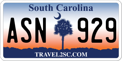 SC license plate ASN929