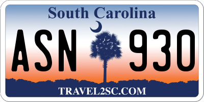 SC license plate ASN930