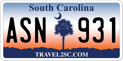 SC license plate ASN931