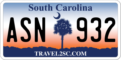 SC license plate ASN932