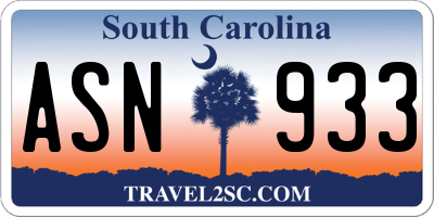 SC license plate ASN933