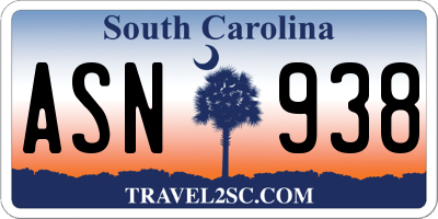 SC license plate ASN938