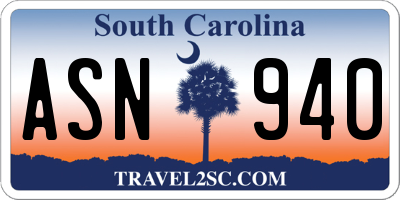 SC license plate ASN940