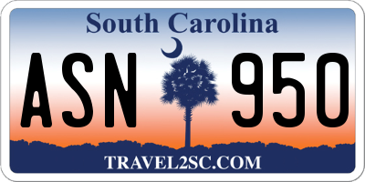 SC license plate ASN950