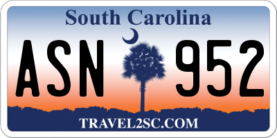 SC license plate ASN952