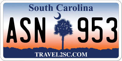 SC license plate ASN953