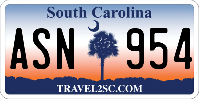 SC license plate ASN954