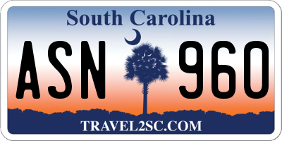 SC license plate ASN960