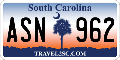 SC license plate ASN962
