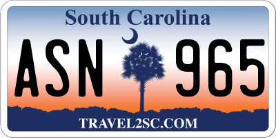 SC license plate ASN965