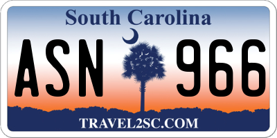 SC license plate ASN966