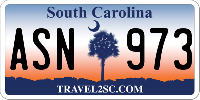 SC license plate ASN973