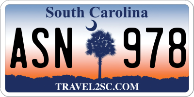 SC license plate ASN978