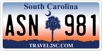 SC license plate ASN981