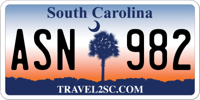 SC license plate ASN982