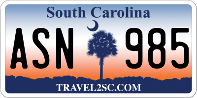 SC license plate ASN985