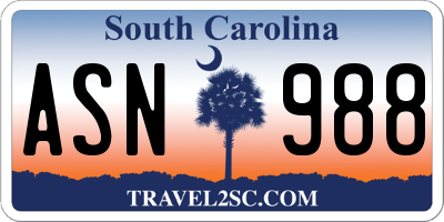 SC license plate ASN988