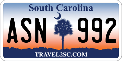 SC license plate ASN992