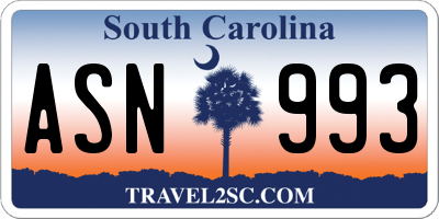 SC license plate ASN993