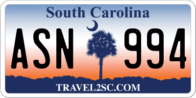 SC license plate ASN994