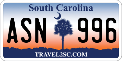 SC license plate ASN996