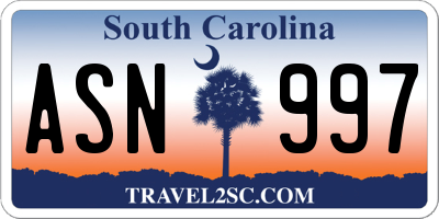 SC license plate ASN997