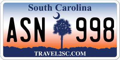 SC license plate ASN998