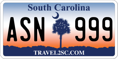 SC license plate ASN999