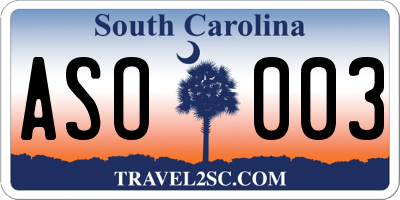 SC license plate ASO003