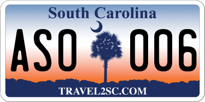 SC license plate ASO006