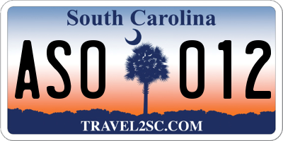 SC license plate ASO012