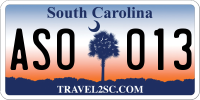 SC license plate ASO013
