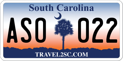 SC license plate ASO022
