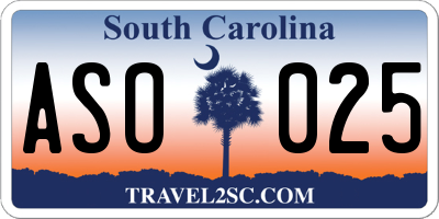 SC license plate ASO025