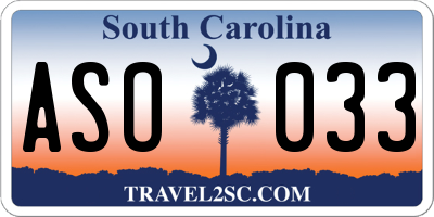 SC license plate ASO033