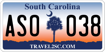 SC license plate ASO038