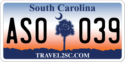 SC license plate ASO039