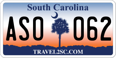 SC license plate ASO062