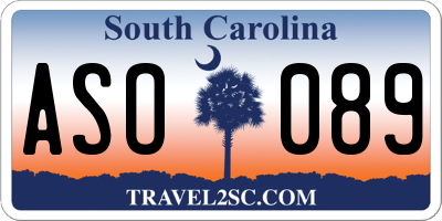 SC license plate ASO089