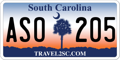 SC license plate ASO205