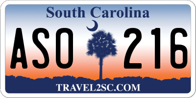 SC license plate ASO216