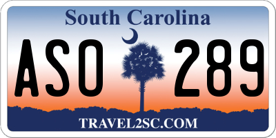 SC license plate ASO289