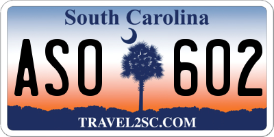 SC license plate ASO602