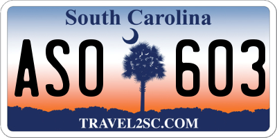 SC license plate ASO603