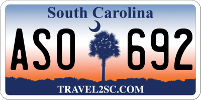 SC license plate ASO692