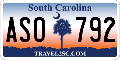 SC license plate ASO792