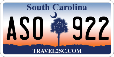 SC license plate ASO922