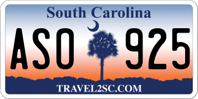 SC license plate ASO925